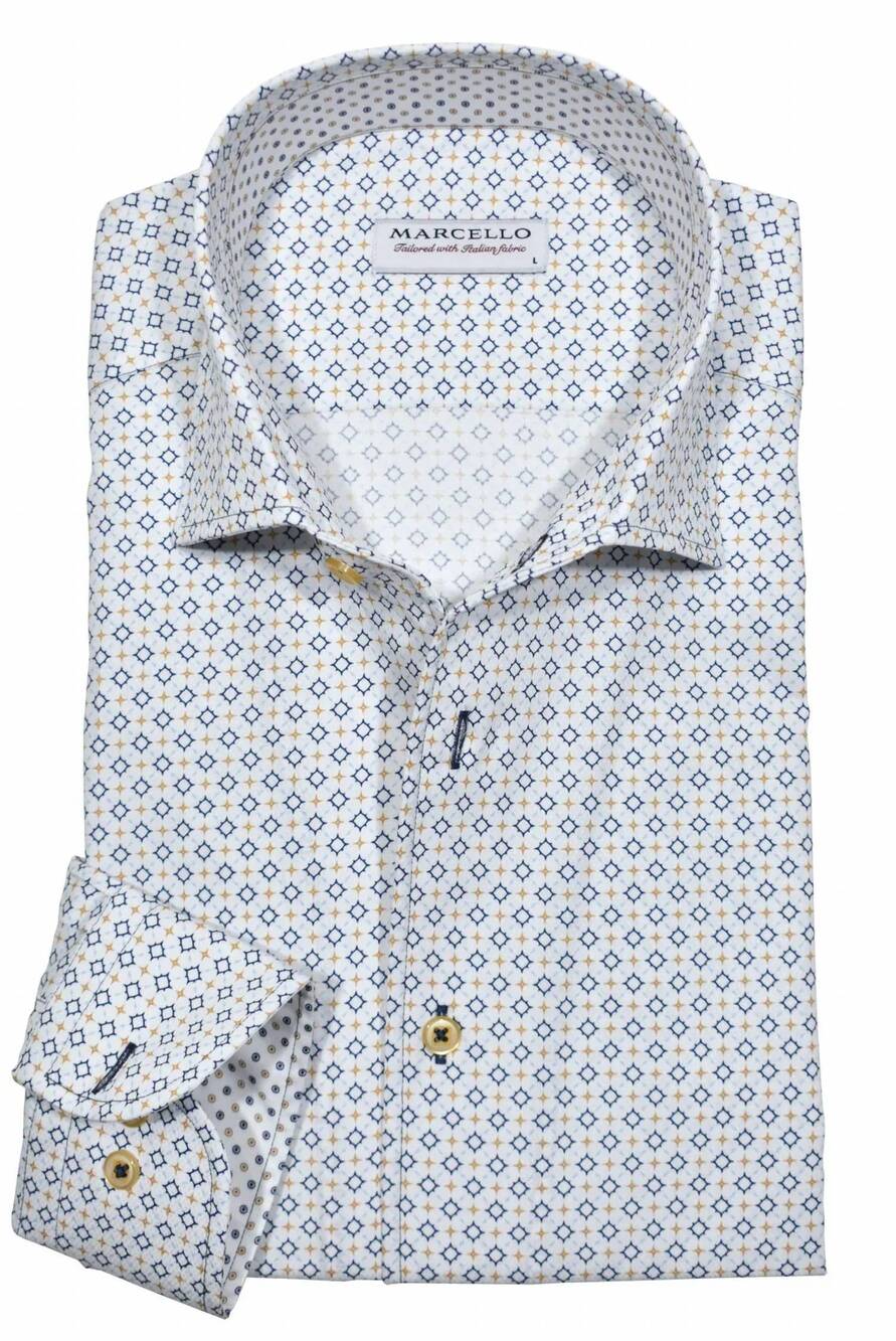 NEW MARCELLO men's sun medallion roll collar shirt in navy